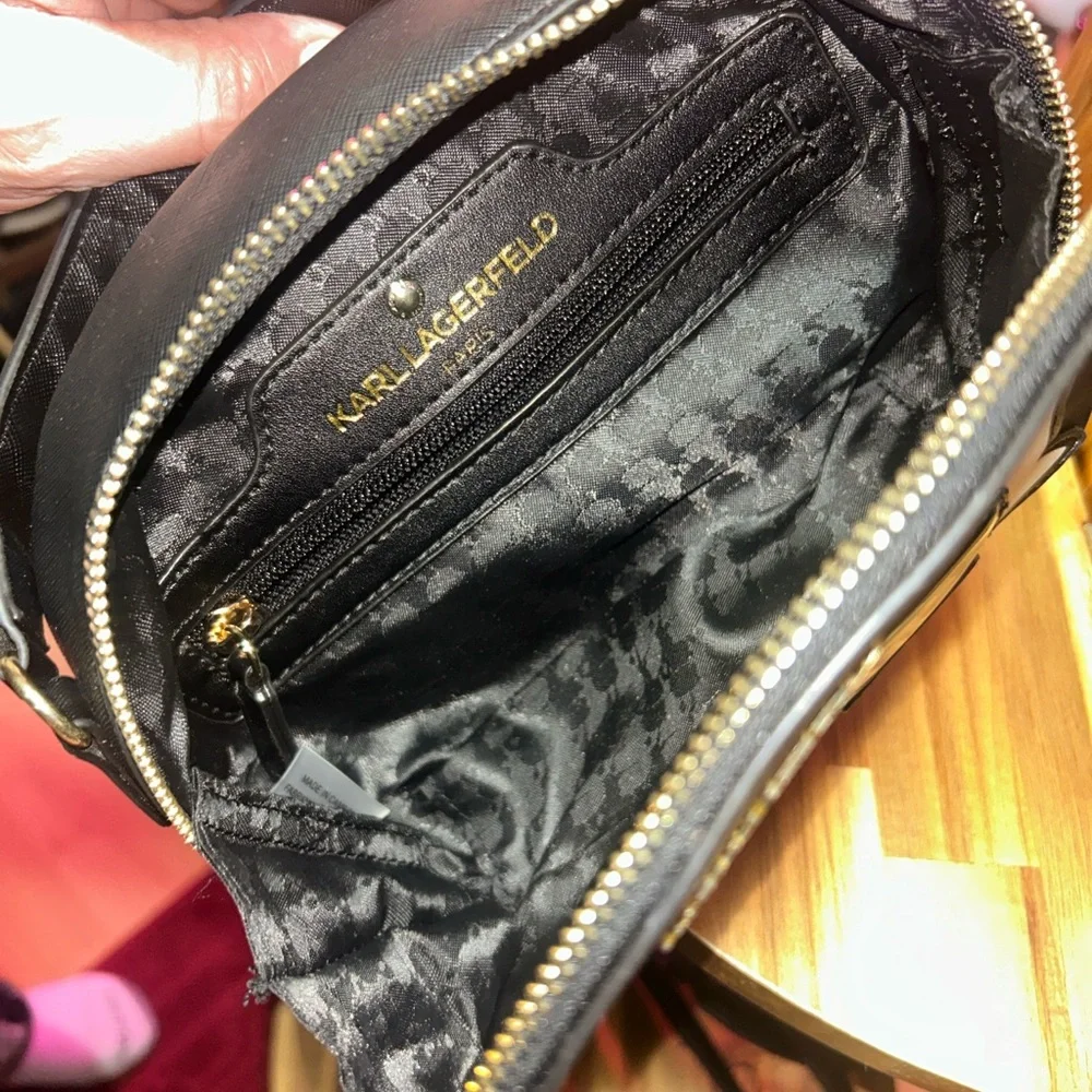 Karl Lagerfeld Black Leather Crossbody - Picture 3 of 8